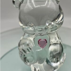 Glass Bear Figurine with Pink Heart